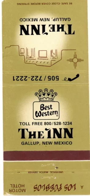 The Inn, Gallup, New Mexico, Best Western, Hotel Vintage Matchbook Cover