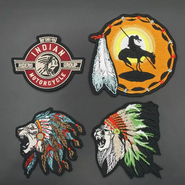 Premium Indian Motorcycle Logo Embroidered Patch - Hook Backing for Clothes Gear