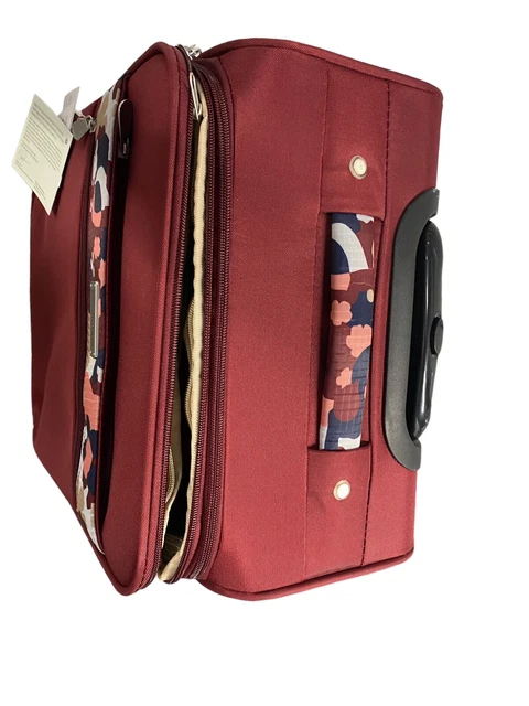 Samantha Brown 22" Spinner with Satchel 2-piece Set-Burgundy Geo Camo-NWT 3