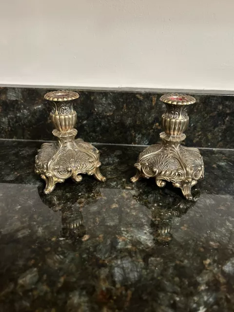 Vintage Pair Of Ornate Candlesticks