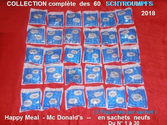 Collection Complète 60 Figurines Schtroumpfs Mcdo Avec Boîte Collector - Très Bon état