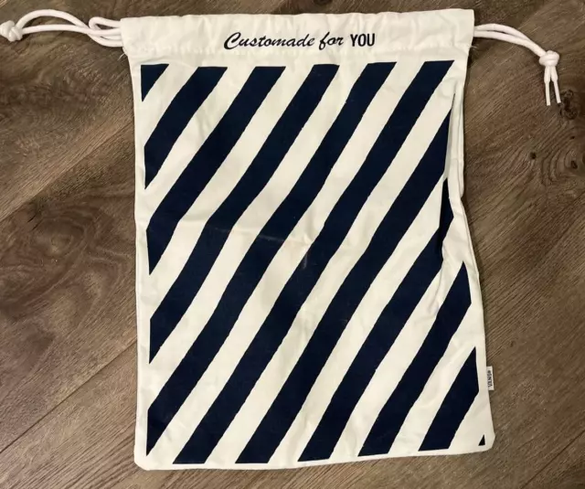 Vans Zapato Bolsa Polvo Azul Marino Blanco Cordón Bolso a Rayas Bonito