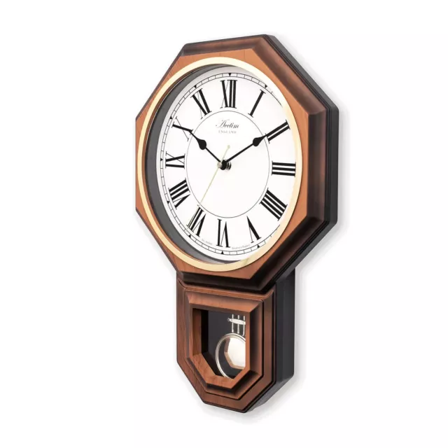 Acctim Yarnton Pendulum Wall Clock  Dark Wood Effect Quartz Pendulum Movement 3