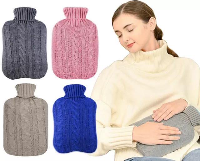 2L Large Hot Water Bottle Quality Hot Water Bottles With Soft Knitted Cover Bag