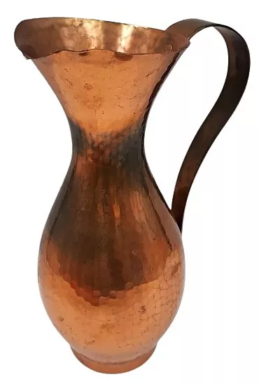 ZINT 19 Kupfer Krug Kanne Vase mit Henkel Hammerschlag Handarbeit 30,5 cm