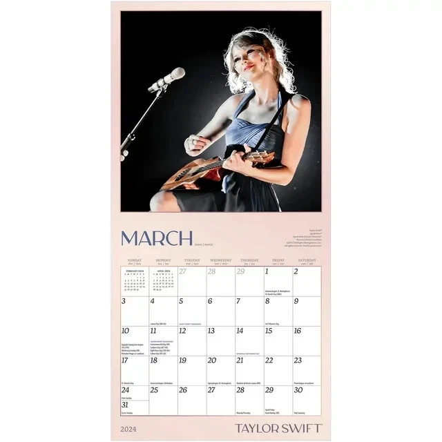 TAYLOR SWIFT OFFICIAL 2024 7x14" (Hanging) Square Wall Calendar