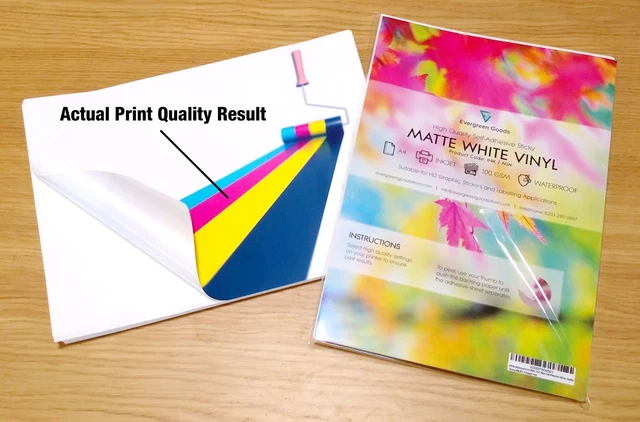 JOYEZA Papier Vinyle Autocollant Ipriable Pour Ipriante À Jet D'encre - 25 Feuilles Blanches