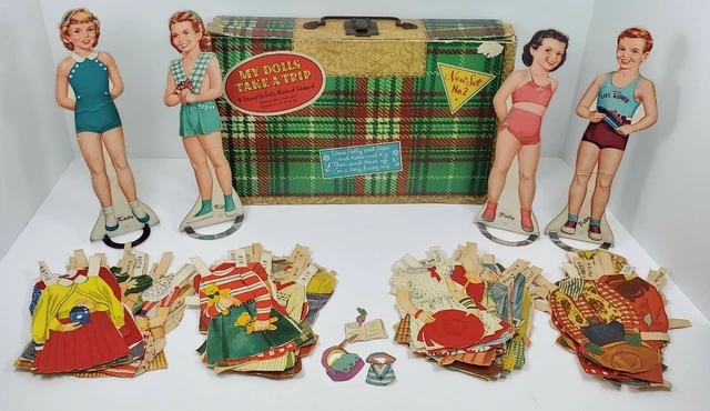 Whitman My Dolls Take A Trip Stand Up Tekwood Dolls Case & Clothes Miloche 1957