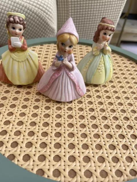 Vintage Napco Set Of 3 Nursery Rhymes Little Girls Figurines Ceramic Porcelain