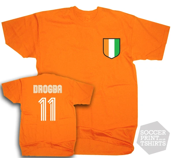 DIDIER DROGBA IVORY Coast Chelsea Number 11 Football T-Shirt Adult