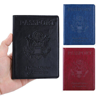 RFID Blocking Leather Passport Holder ID Credit Card Cover Travel Case Emblem US