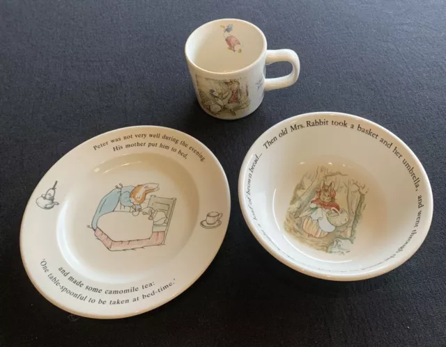 Peter Rabbit Wedgewood Nursery Child's 3pc Vintage Dishware Set, Beatrix Potter