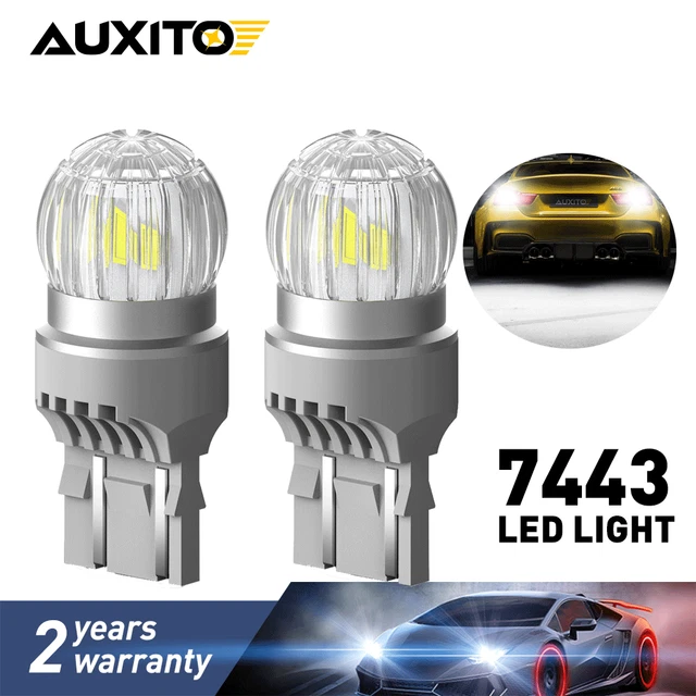 2X 7443 7440 T20 LED Back up Reverse Brake Signal Light Bulbs 6000K 2800LM White