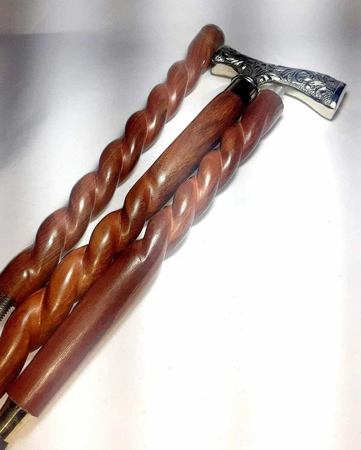 Cannes de marche en bois sculptées à la main - Accessoires de canne à pêche (sanglier, 89 cm