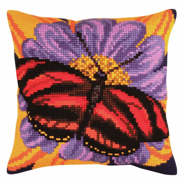 Kollektion D'Art Cross Stitch Kit: Kissen: Schmetterlingsgrafiken