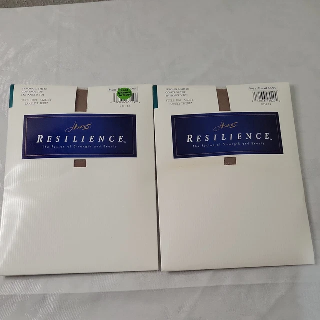 2 Vintage Hanes Pantyhose Womens Style D01 Size EF BARELY THERE Resilience 1995