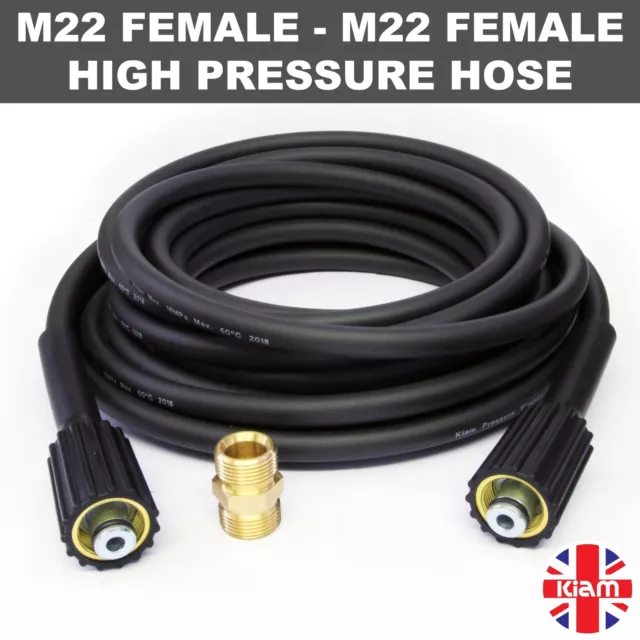 20m M22 Female to M22 Female Pressure Washer Hose Jet Power Wash Extension