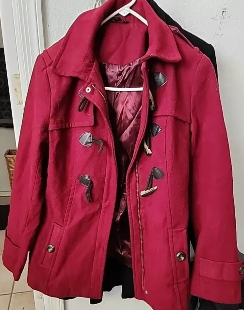 GEORGE Women's Button up Winter coat jacket Red Size 4-6 xch Polyester/Rayon