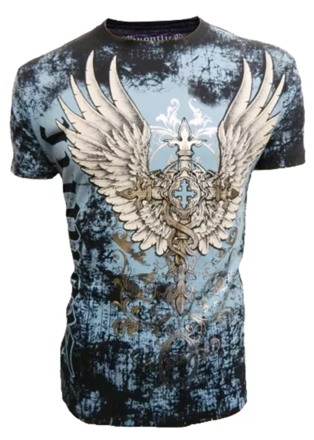 Konflic [No Regrets] T-Shirt Biker Harley Biker Wings Tattoo Ink Tribal Los Ange