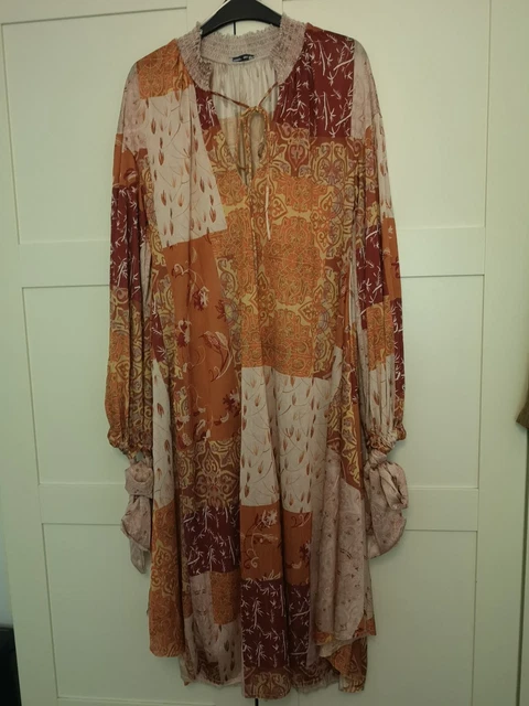 BNWOT ZARA PATCHWORK Tile Print oversized Kaftan Dress Size S small Orange  Pink 6.20 - PicClick UK