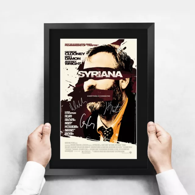 Syriana A3 Framed George Clooney, Matt Damon Poster Signed Print for Movie Fans 3