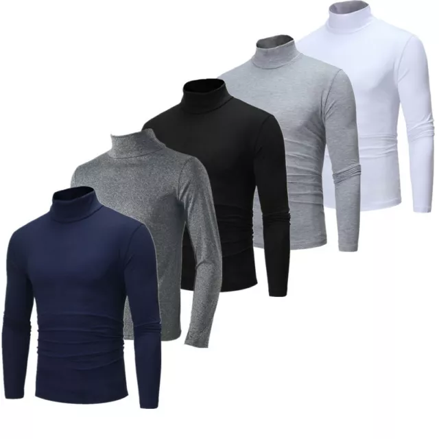 Men Warm Long Sleeve Thermal Tops Mock Neck Undershirt Base Layer Shirt Pullover 2