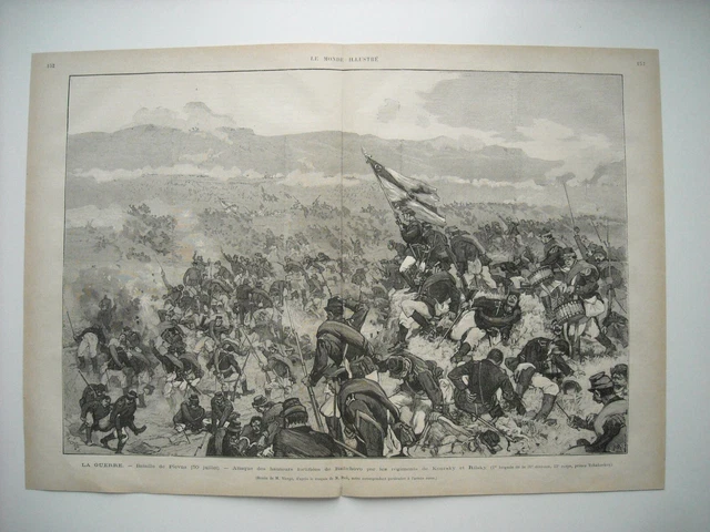 Gravure 1877. La Guerre. Bataille De Plevna, 30 Juillet. Attaque De Radichovo.