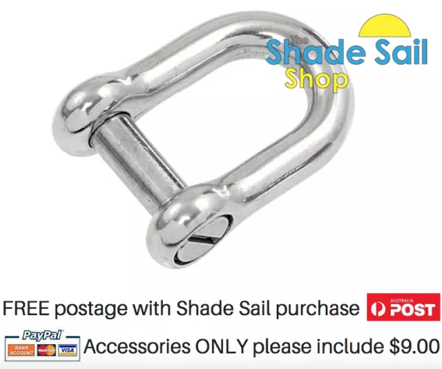 6mm Cast Slot Head Dee D Shackle Shade Sail / Boat Accessories