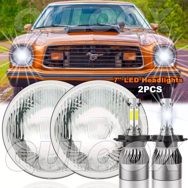 DOT Pair 7" inch Round LED Headlights Hi/Lo Beam DRL for Mercury Comet 1971-1977