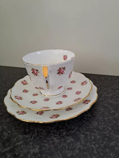 Aynsley Rosedale Crocus Shape Tea Trio Teacup,Saucer,Plate 2