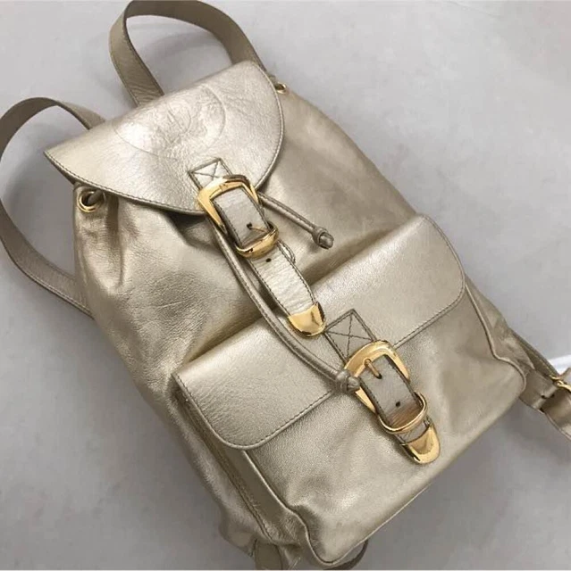 GIANNI VERSACE BackPack Rucksack Champagne Gold Leather Vintage from japan