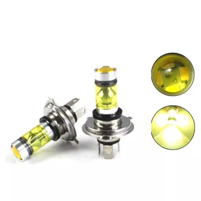 2 pièces ampoules DEL H4 6000K jaune 100 W phare brouillard lampe pour voiture