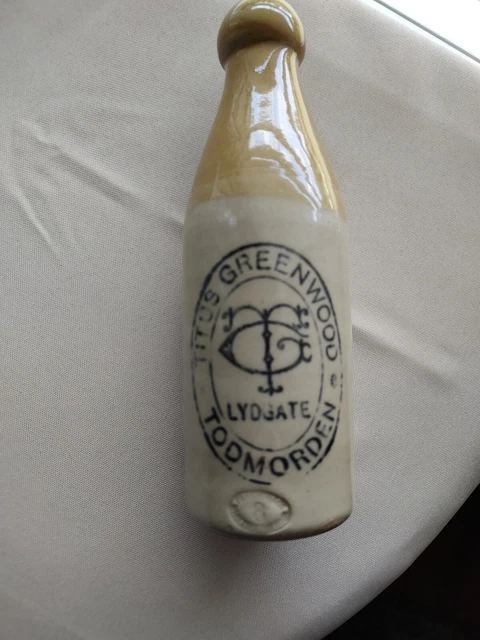 Antique 19th Century Stoneware Beer Bottle Titus Greenwood Todmorden Lydgate