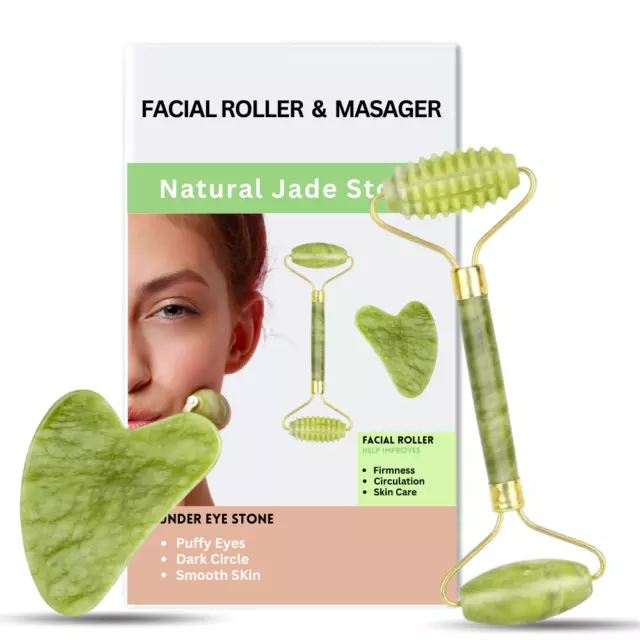 Gesicht Jade Roll Gua Sha Set natürliches Auge Hals Körper Massagegerät Gesichtsschaber Therapie