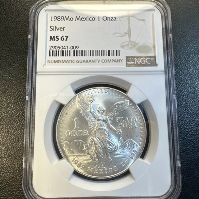 NGC MS67 | 1989-Mo Mexico Silver Libertad 1 Onza | SUPERB GEM | ONLY 15 HIGHER