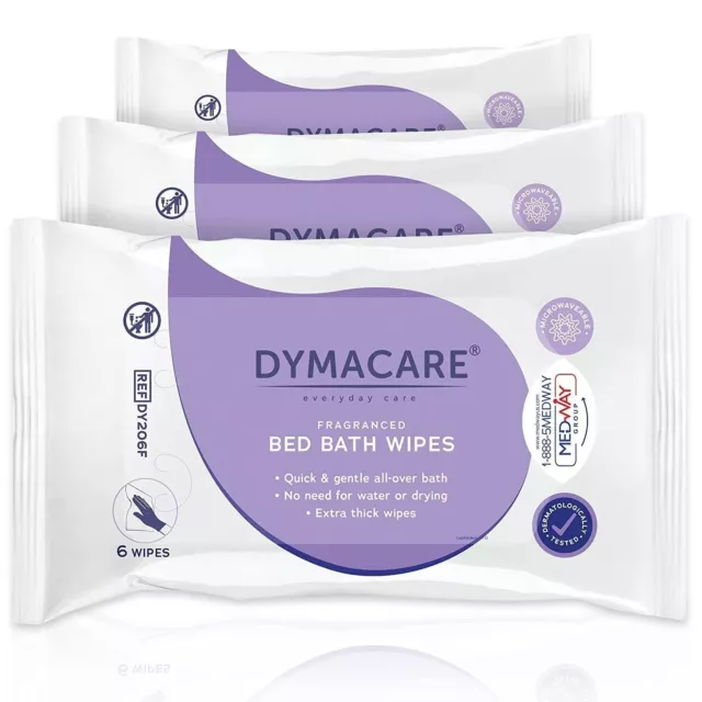 DYMACARE Fragranced Bed Bath Wipes | Rinse-Free Microwaveable Premium Adult...