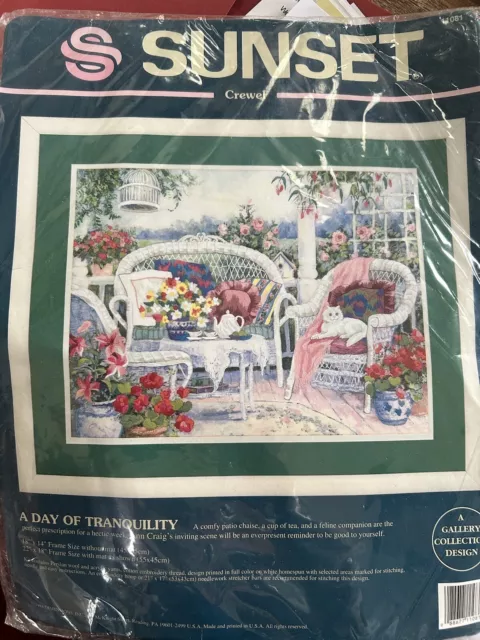 Sunset crewel embroidery kit ‘A Day of Tranquility’