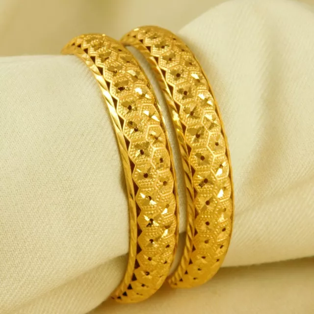 Indian Wedding Gold Plated 2 PCs Bangle Bracelet Set For Women Fashion Jewellery