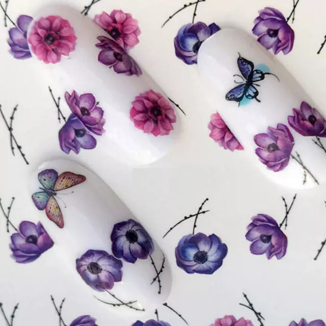Nail Art Nagel Sticker - Wasser transfer Tattoo - Sommer Blumen Blüten Zart C55