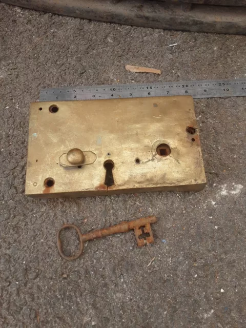 Antique Brass Rim Lock For Restoration With Key