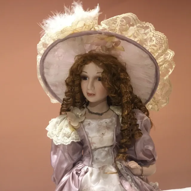 Heritage Signature Collection Porcelain Doll, Camille, 23” W/ Hat, COA 3