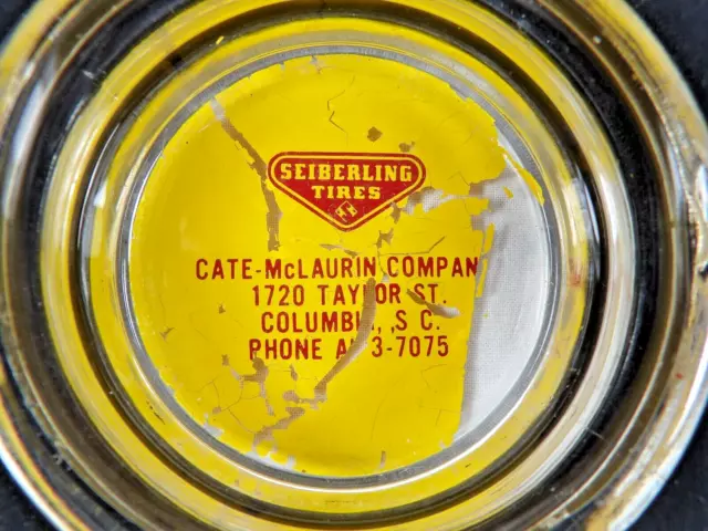 Seiberling Tires Advertising Glass Tire Ashtray - Columbia S.C. Yellow 2