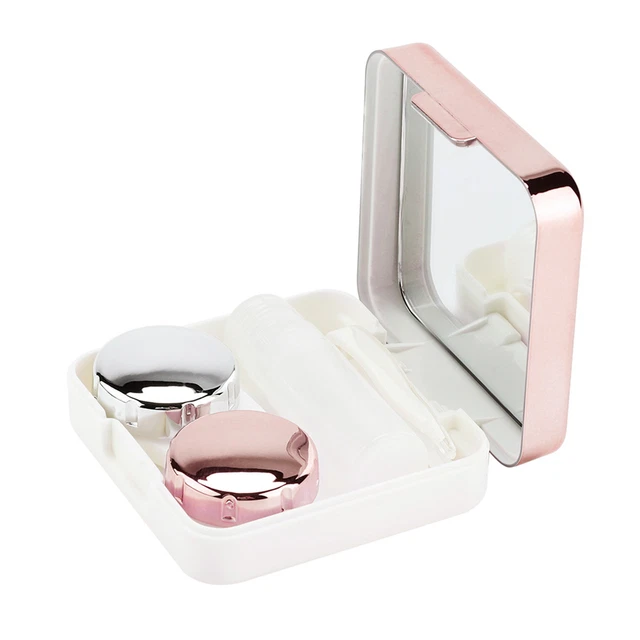 Juego de fundas de lentes de contacto con cubierta reflectante lindo encantador kit de viaje caja chw
