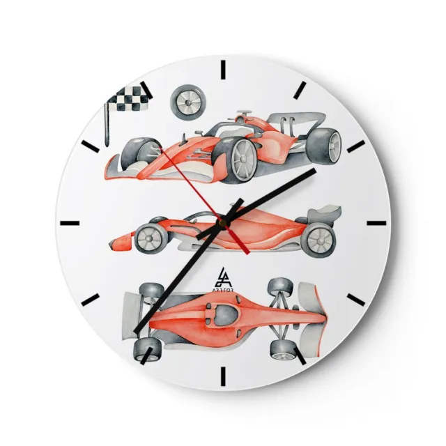 Reloj de Pared 40x40cm Reloj de Vidrio Autos De Carreras Carros Para Niños