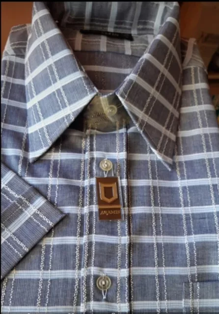 Camicia Vintage Anni 70, Uomo, Nuova, Misura 37 S, Manica Corta, Misto Cotone