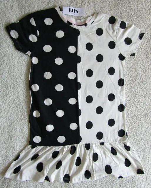 Girls Black & White Spotty Dress/Long Top BHS Age 12-13 Years BNWL RRP £16.00