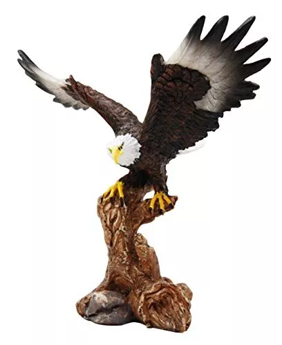 Ebros 7" Tall Bald Eagle Descending On Tree Branch Decorative Figurine As