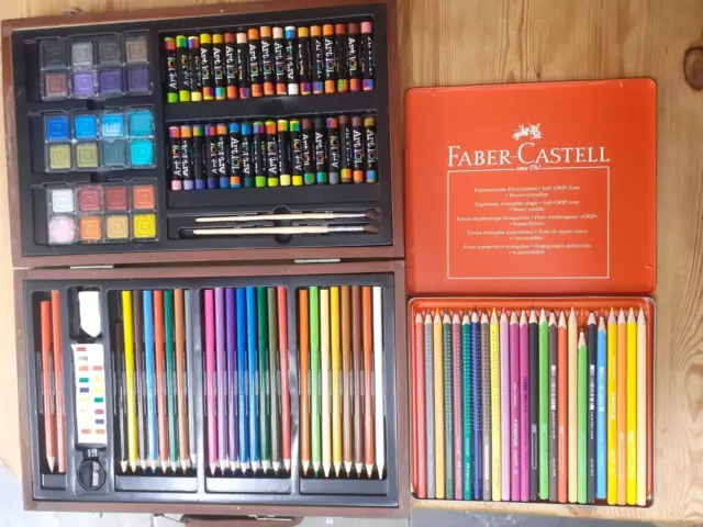 Lot - Art 101 painting / colouring set + Faber-Castell soft grip crayons