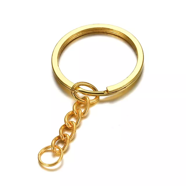 10-50pcs DIY Keyring Blanks 30mm Tone Key Chains Key Split Rings 5 Link Chain