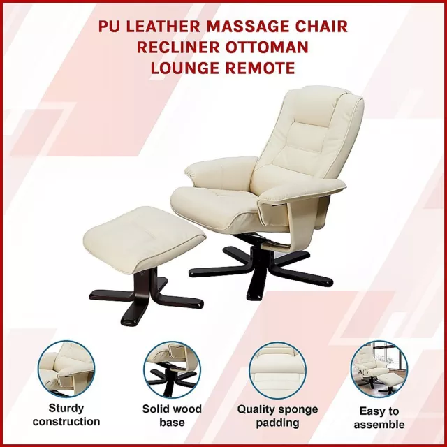 PU Leather Massage Chair Recliner Ottoman Lounge Remote Premium Sofa 2